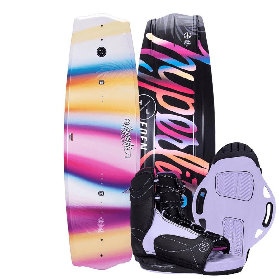 Wake Hyperlite | Hyperlite 2024 Eden Jr Wakeboard | Jinx Girls Bindings (K12-2)